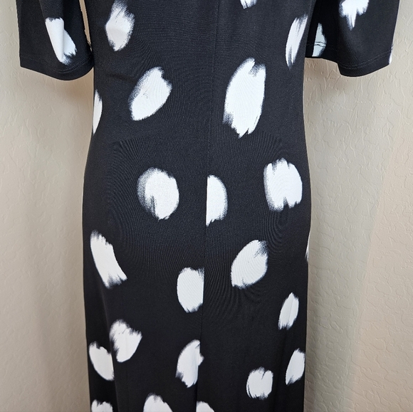 11. Honore' Lauryn Womens Black & White Painterly Dot Midi Dress Sz 0=10-12 - Picture 11 of 16